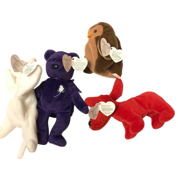 TY BEANIE BABIES - 4 Babies - 1 Princess Bear and 3 Other Animals New with Tags - Picture 6 of 12